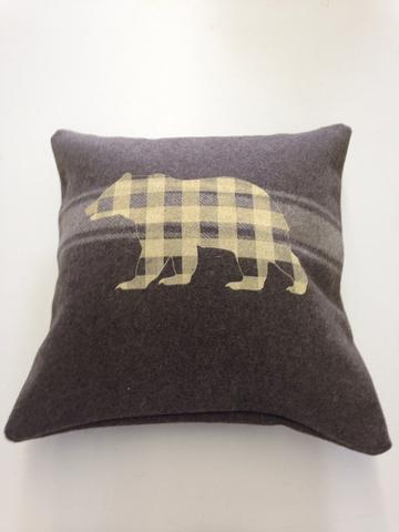 Army Green Bear Cabin Pillow