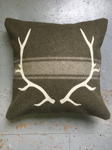 Army Green Antler Cabin Pillow